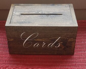 Rustic Wood Card Box with Cover