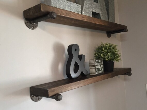 Industrial Galvanized Pipe Shelf Rustic Wood Floating Industrial Galvanized Pipe Shelf Rustic Wood Floating