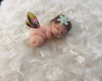 OOAK Beautiful Handmade Polymer Clay Mini Woodland Baby