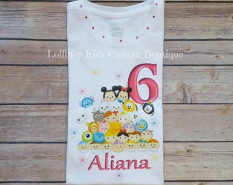 Tsum Tsum Birthday white short sleeve shirt