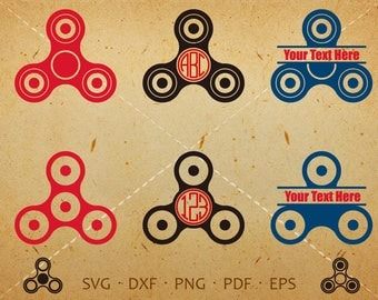Fidget Spinner SVG, Fidget Spinner Monogram SVG with Circle Font, Spinner Clipart Silhouette Cricut Cut Files (svg, dxf, eps, png, pdf)