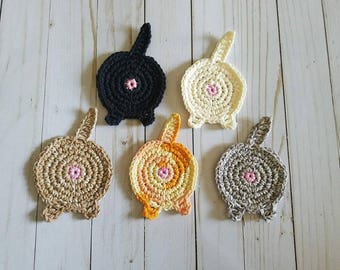 Crochet Cat Butt Coasters