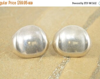 HUGE Sale Concave Vintage Style Puff Clip On Earrings Sterling Silver 18.1g