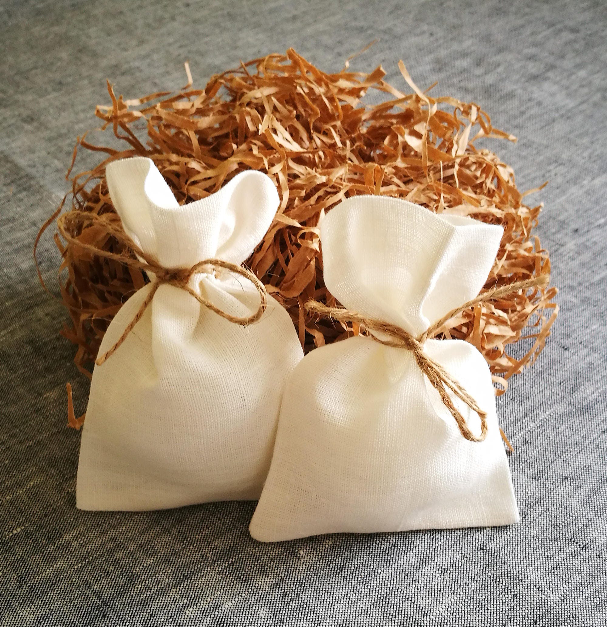 20pcs Natural Linen ivory favor bags Wedding favor bags Linen