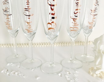 Bridal champagne glass, Bridesmaid champagne flute, bridal gift, drinking glass for Bridesmaid, maid of honour personalised glass, wedding