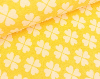 Hamburg love 2 color Jacquardjersey clover heart colza white (26.50 EUR / meter)