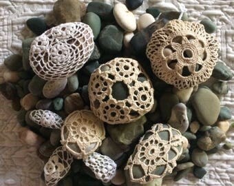 Set of 5 crochet stones hand made decoration