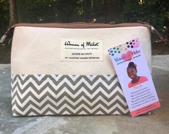 Steel Chevron Make-up Bag