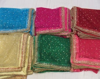 Indian Net Dupatta Women stole Elegant Evening Scarves Gifts for Her Bridesmaid Stoles Scarves Dupatta