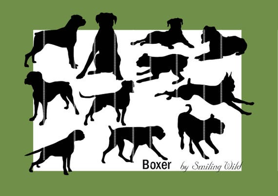 dog svg boxer dog art clipart silhouette dog vector graphic