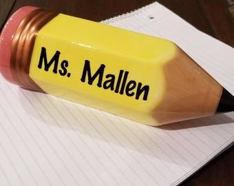 Teacher Name Plate (Flawed)- Pencil Name Plate, Desk name tag, Teacher appreciation gift, Teacher assistant gift, Teacher Pencil Paperweight