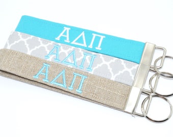 Officially Licensed Alpha Delta Pi Sorority Keychain Key Fob Wristlet Greek Life Personalized Embroidered