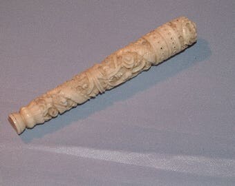Stunning Antique deeply carved needle case
