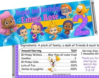 Bubble Guppies Birthday (add any age) Candy Bar Favors ~ Candy Bars or Wrappers Only ~ 1.55 oz Hershey Bar (SET OF 12) FREE Foil Included