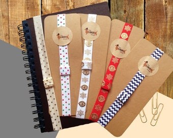 Christmas Planner band pen holder, token bookgift, elastic organiser with pencil holder, book page marker holder, gift journal accessories,