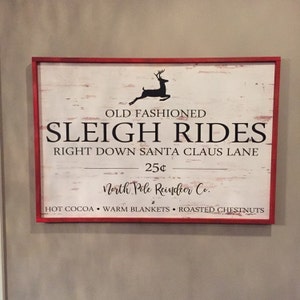 Sleigh Rides Printable-Reindeer Sleigh Rides Sign-Old