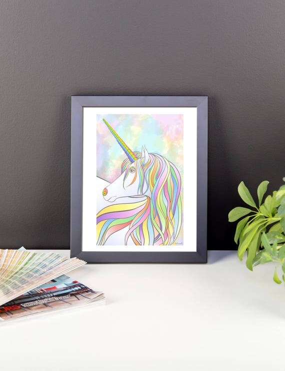Unicorn Framed Art Unicorn Wall Art Rainbow Unicorn Art