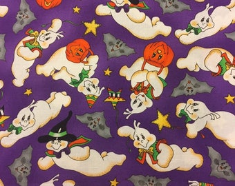 Halloween Fabric Ghosts Bats Trick Or Treat Cotton By The Yard 36" Long