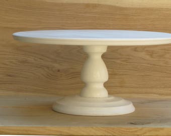 White 18" Custom Color&Size round Cake Stand,White wood cake stand,wooden white cake stand,white wedding cake stand,white wood cake pedestal