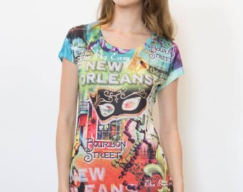 New Orleans T-shirt, Mardi Gras Mask, Women's shirt, Mardi Gras Shirt, New Orleans collage tee, Party Tee