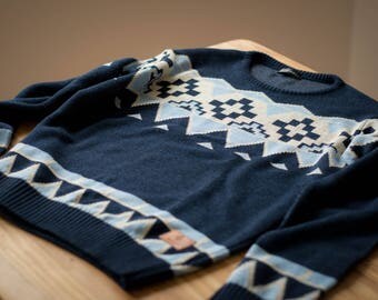 Knitted Navajo Sweater Native Pattern Vintage