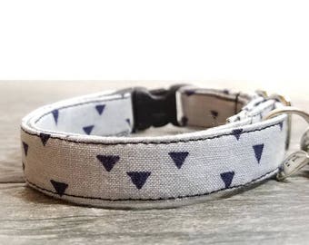 Geometric Cat Collar,Triangle cat collar,Gray Cat Collars, Breakaway Collars, Cotton Cat Collars, Cat Collars, Kitty Collar, Cats Collar