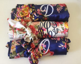 Satin bridesmaid robes, bridesmaid gifts, matching wedding pajamas, bridal robes, getting ready robes, bridal party robe bridesmaid proposal