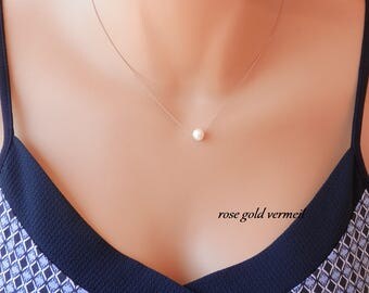 single pearl necklace bridesmaid gift dainty pearl necklace gold necklace white pearl necklace wedding necklace bridesmaid gift set of 6