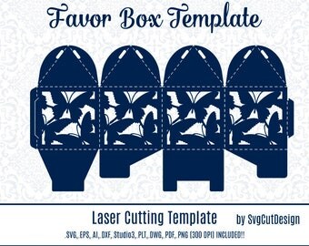 Wedding Favor Box Template Laser cutting Heart Commercial Use