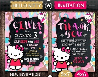 Hello Kitty Invitation, Hello Kitty Birthday, Hello Kitty Invite, Hello Kitty Party, Hello Kitty Printable, Hello Kitty Card