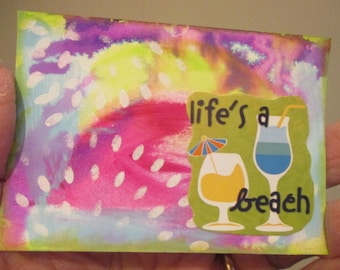 Beach Themed, ACEO Original Art, One of a Kind, Miniature Art, Collectible, Acrylic