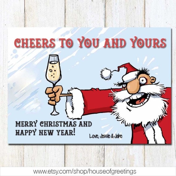 Drinking Santa Christmas Card Funny Christmas Card Funny
