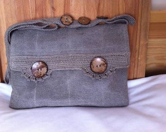Linen bag, a bag of linen and leather, linen bag