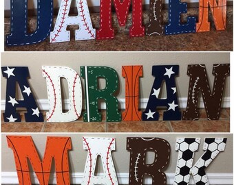 11in Sports letters, basketball, soccer, football, nursery decor, baseball, nursery decor, wooden letters