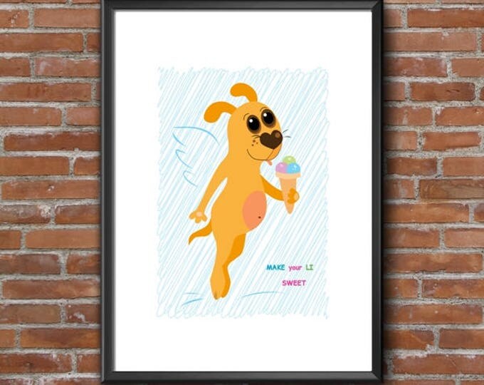 Printable gifts. Home decor Digital poster Funny dog