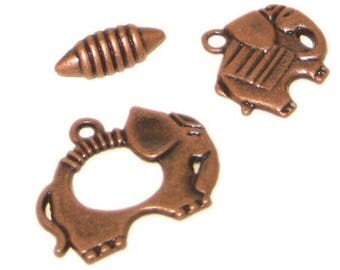 22 x 20mm Copper Toggle Clasp, plus Charm