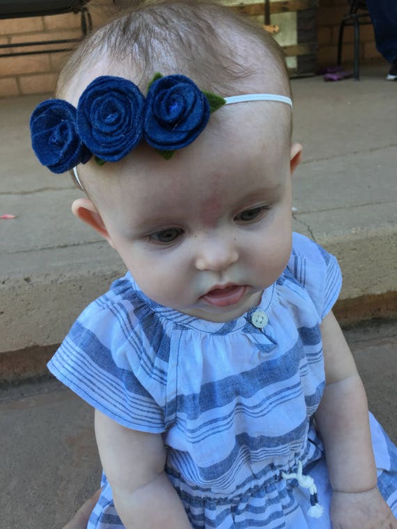 Navy blue flower headband felt flower headband