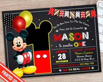 ON SALE 30% Mickey Mouse Invitation - Mickey Mouse Birthday - Mickey Mouse Party