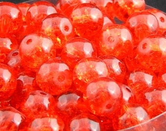 20 8mm red Crackle glass beads.