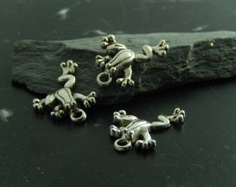 4 silver metal frog charms