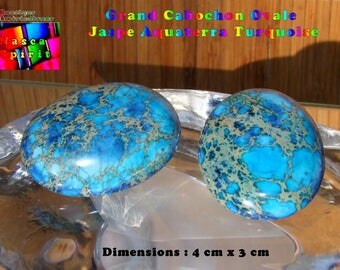 Large Cabochon are 4 cm x 3 cm Turquoise Blue Aquaterra Jasper flat