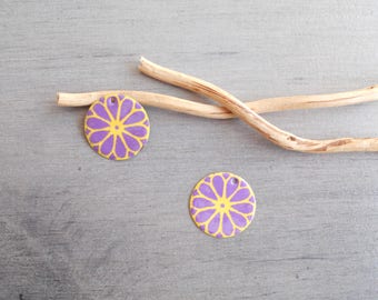 Set of 4 sequins, yellow and lilac