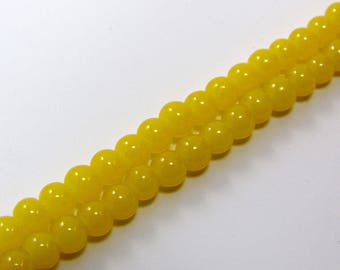 Set of 20 beads 4 mm glass bright yellow
