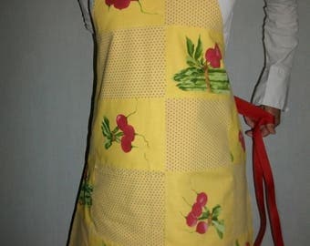 Kitchen apron, patchwork of yellow, red and green