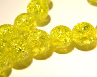glass Crackle 8 mm - yellow - PE136 50 beads