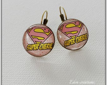 glass cabochon, Valentine's day, love, super sweetheart earrings