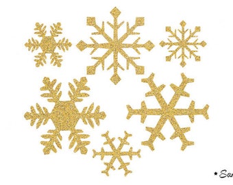 snow flakes dore paillete flex fusible applique