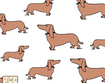 Got Dog Almond Blue Cotton Jersey Blend Knit Fabric **UK Seller**
