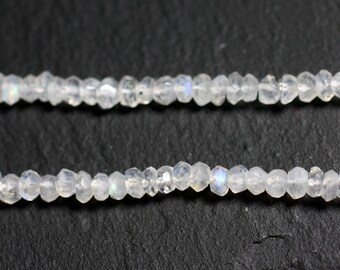 10pc - stone - Moonstone Rainbow faceted 3x2mm - 4558550090393 beads