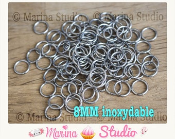 100 jumprings 8mm stainless steel - jump rings
